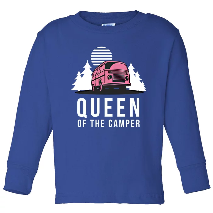 Wo Queen Of The Camper Rv Graphic Gift Cute Mom Camping Cute Gift Toddler Long Sleeve Shirt