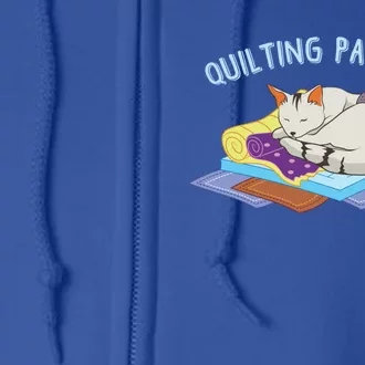 Wo Quilting With Cats Blanket Quilter Sewing Hobby Yarn Cute Gift Full Zip Hoodie