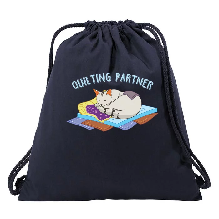 Wo Quilting With Cats Blanket Quilter Sewing Hobby Yarn Cute Gift Drawstring Bag