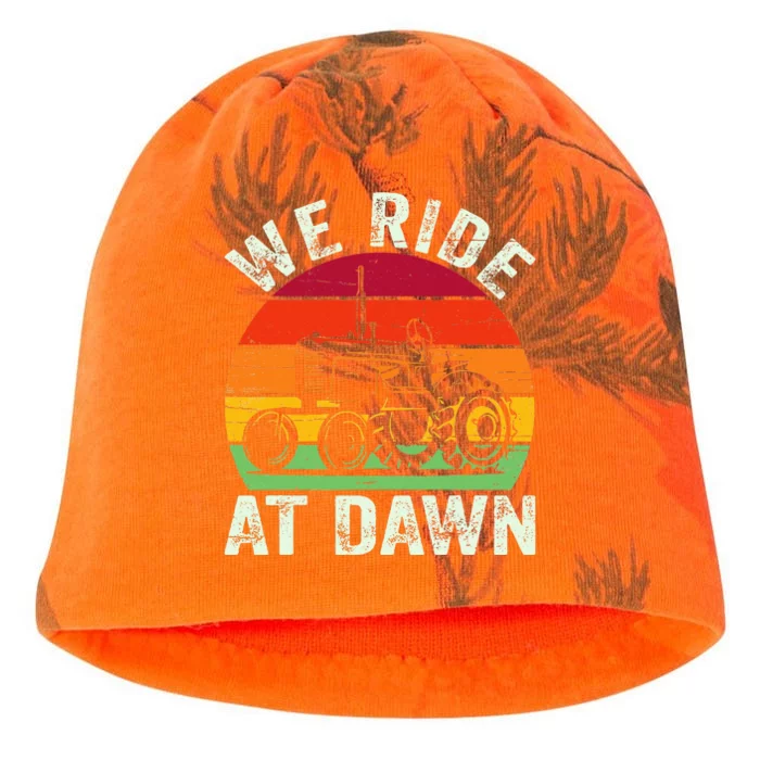 We Ride At Dawn Lawn Mower Farmer Dad Tractor Yard Work Kati - Camo Knit Beanie