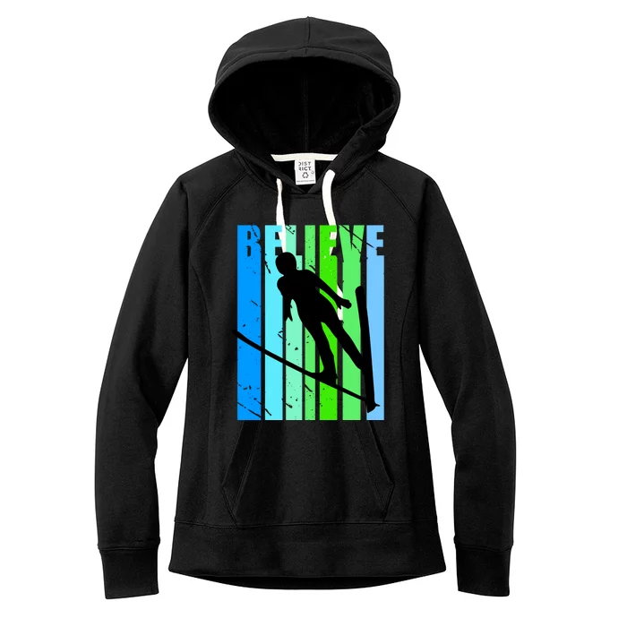 Wo Retro Alpine Ski Jumping Jumper Female Competition Gift Women's Fleece Hoodie