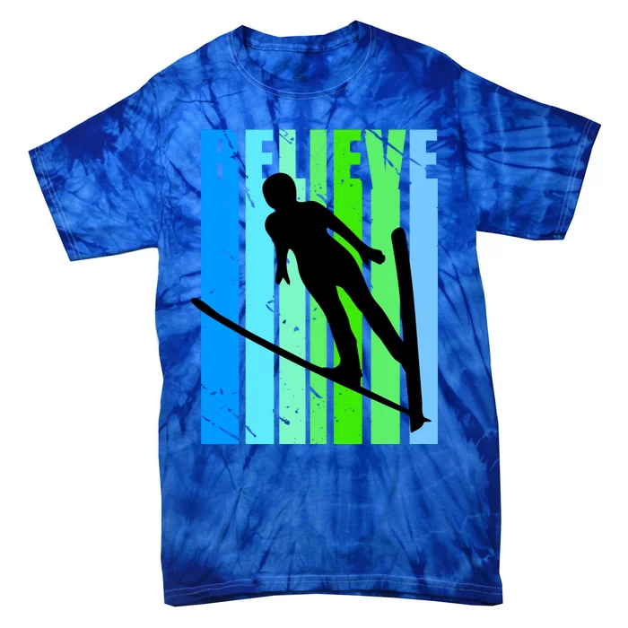 Wo Retro Alpine Ski Jumping Jumper Female Competition Gift Tie-Dye T-Shirt