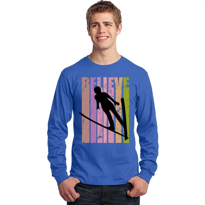 Wo Retro Alpine Ski Jump Jumper Female Coach Race Racing Funny Gift Tall Long Sleeve T-Shirt