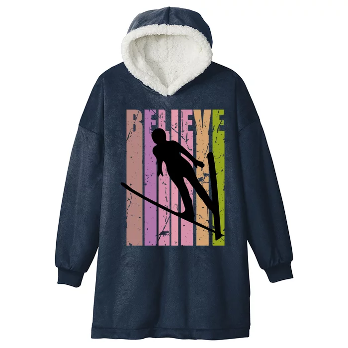 Wo Retro Alpine Ski Jump Jumper Female Coach Race Racing Funny Gift Hooded Wearable Blanket