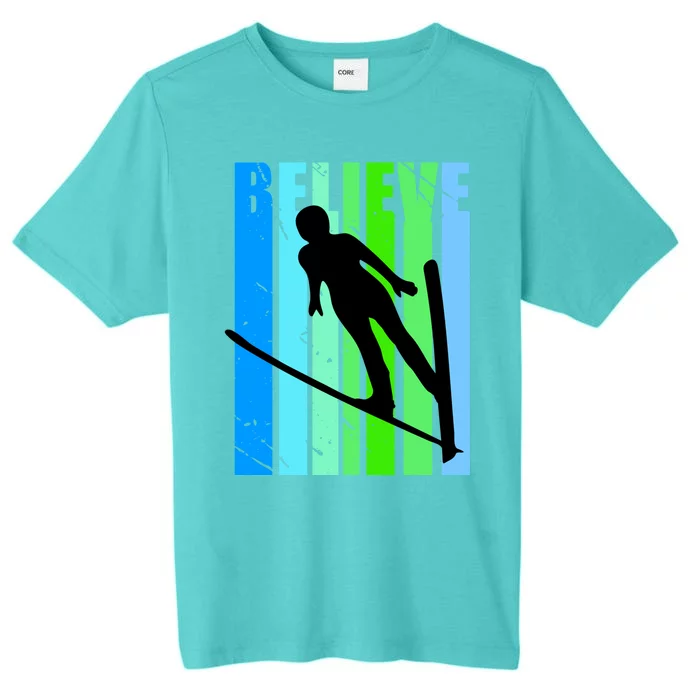 Wo Retro Alpine Ski Jumping Jumper Female Competition Funny Gift ChromaSoft Performance T-Shirt