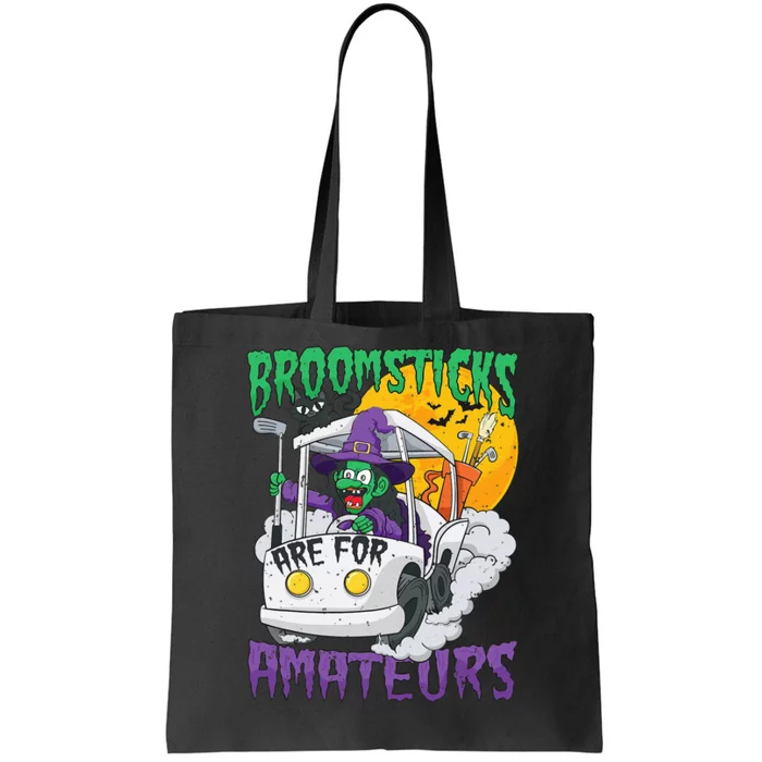 Witch Riding A Golf Cart Funny Halloween Tote Bag