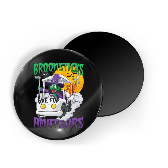 Witch Riding A Golf Cart Funny Halloween Magnet