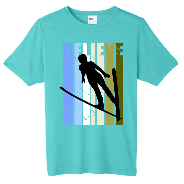 Wo Retro Alpine Ski Jumping Jumper Female Competition Gift ChromaSoft Performance T-Shirt