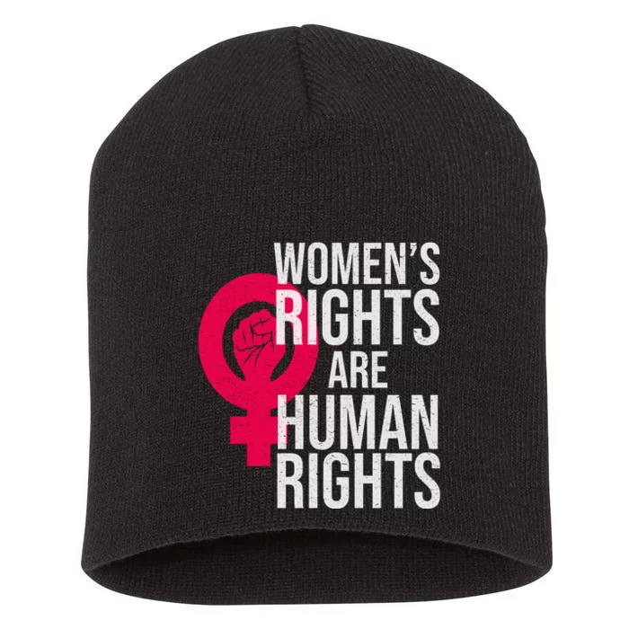 Women's Rights Are Human Rights Feminist Short Acrylic Beanie