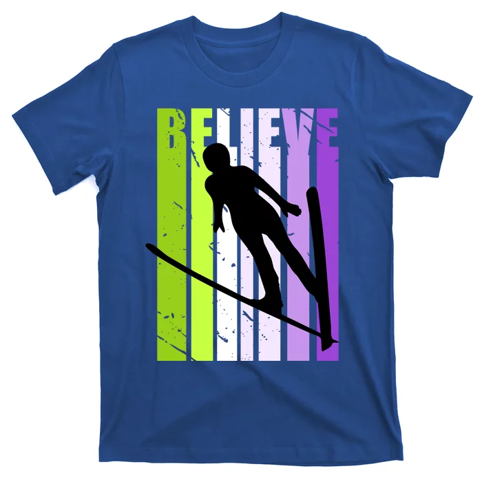 Wo Retro Alpine Ski Jumping Jumper Female Competition Cool Gift T-Shirt