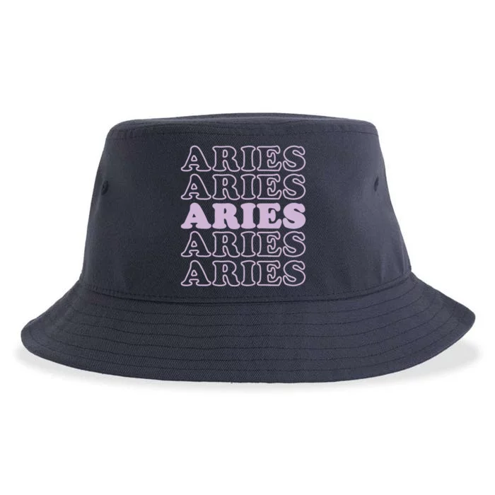 Womens Retro Aries Zodiac Birthday Purple Lilac Lavender March Cute Sustainable Bucket Hat