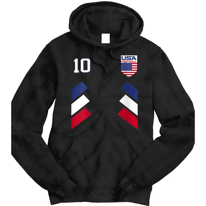 Wo Retro10 American Football USA Soccer USA Flag V-Neck Tie Dye Hoodie