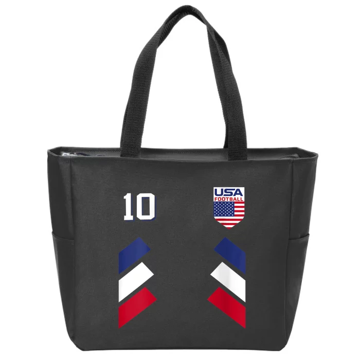 Wo Retro10 American Football USA Soccer USA Flag V-Neck Zip Tote Bag