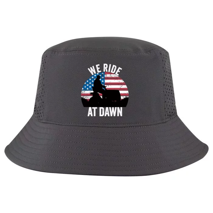 We Ride At Dawn Lawnmower Lawn Mowing Funny Dad Cool Comfort Performance Bucket Hat