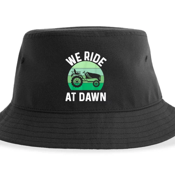 We Ride At Dawn Lawnmower Lawn Mowing Sustainable Bucket Hat