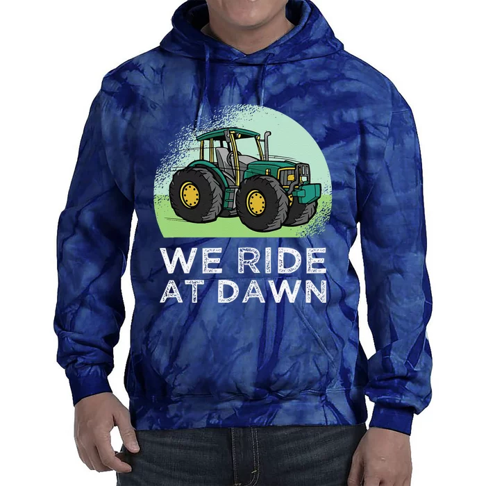 We Ride At Dawn Lawn Mower Lawn Mowing Funny Dad Tie Dye Hoodie