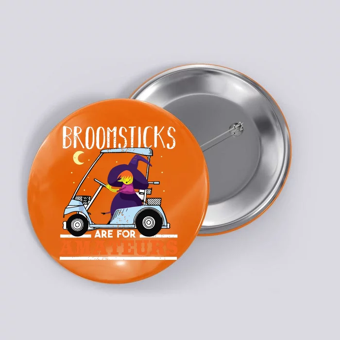 Witch Riding A Golf Cart Funny Halloween Button