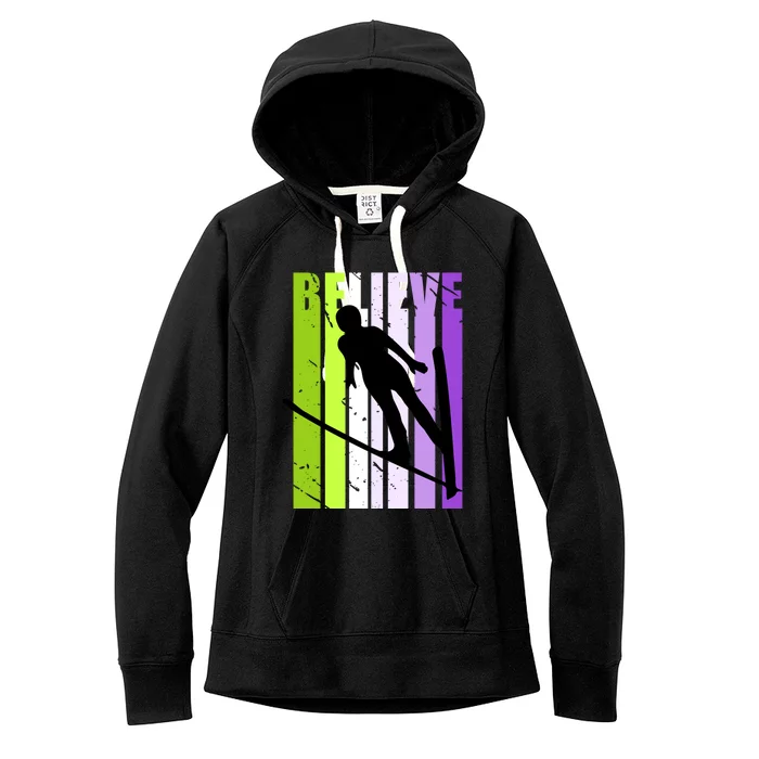 Wo Retro Alpine Ski Jumping Jumper Female Competition Meaningful Gift Women's Fleece Hoodie