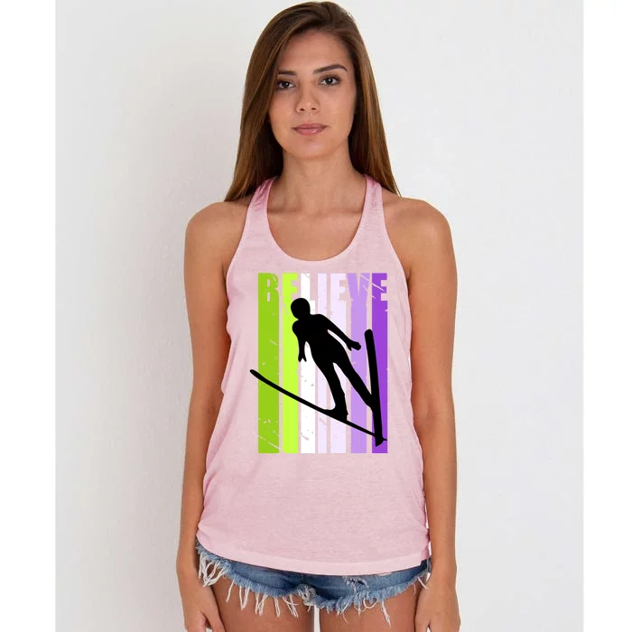 Wo Retro Alpine Ski Jumping Jumper Female Competition Meaningful Gift Women's Knotted Racerback Tank