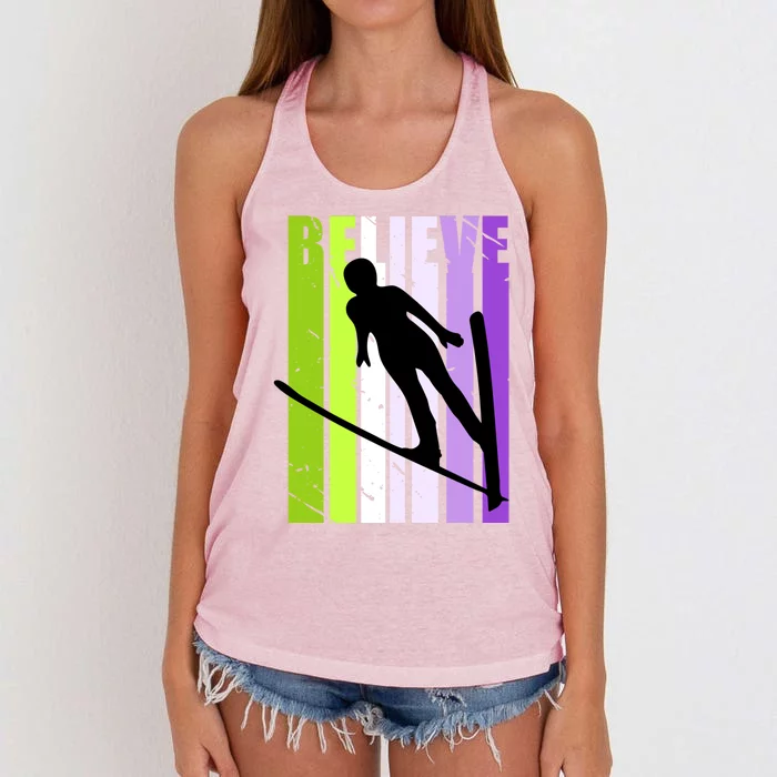 Wo Retro Alpine Ski Jumping Jumper Female Competition Meaningful Gift Women's Knotted Racerback Tank