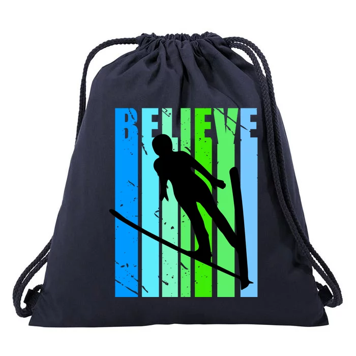 Wo Retro Alpine Ski Jumping Jumper Female Competition Funny Gift Drawstring Bag