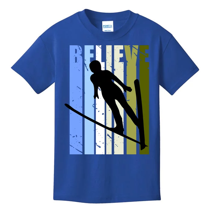 Wo Retro Alpine Ski Jumping Jumper Female Competition Gift Kids T-Shirt