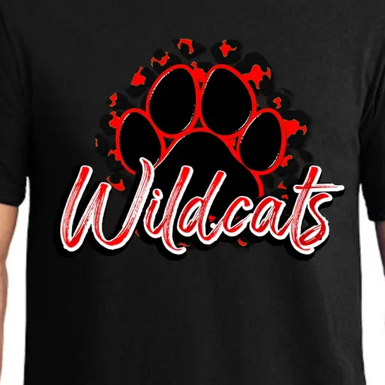 Wildcats Red Black Cheetah School Sports Fan Team Spirit Gift Pajama Set