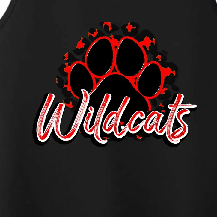 Wildcats Red Black Cheetah School Sports Fan Team Spirit Gift Performance Tank