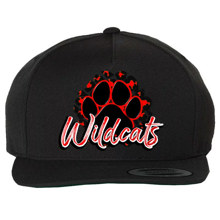 Wildcats Red Black Cheetah School Sports Fan Team Spirit Gift Wool Snapback Cap