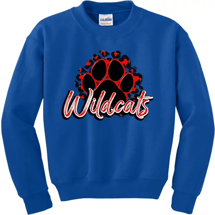 Wildcats Red Black Cheetah School Sports Fan Team Spirit Gift Kids Sweatshirt