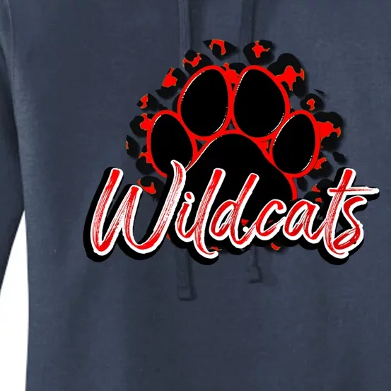 Wildcats Red Black Cheetah School Sports Fan Team Spirit Gift Women's Pullover Hoodie