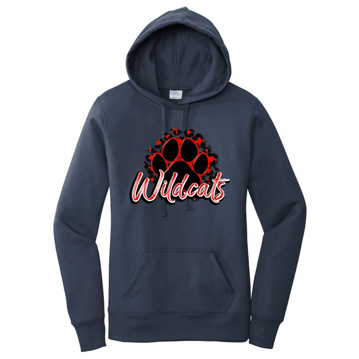 Wildcats Red Black Cheetah School Sports Fan Team Spirit Gift Women's Pullover Hoodie