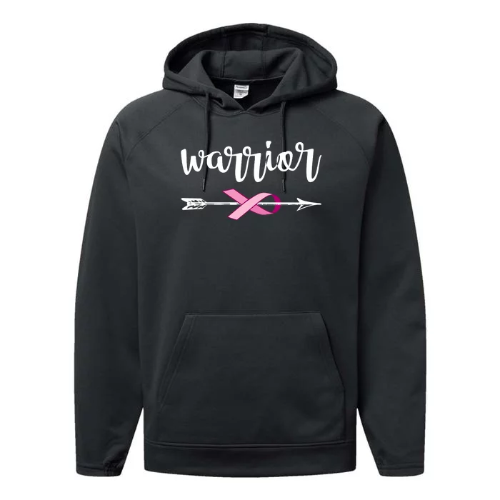 Warrior Ribbon Breast Cancer Awareness Performance Fleece Hoodie