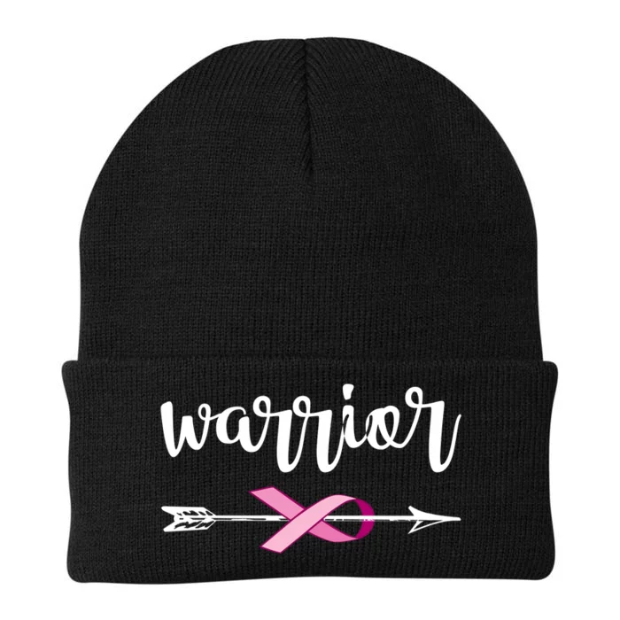 Warrior Ribbon Breast Cancer Awareness Knit Cap Winter Beanie