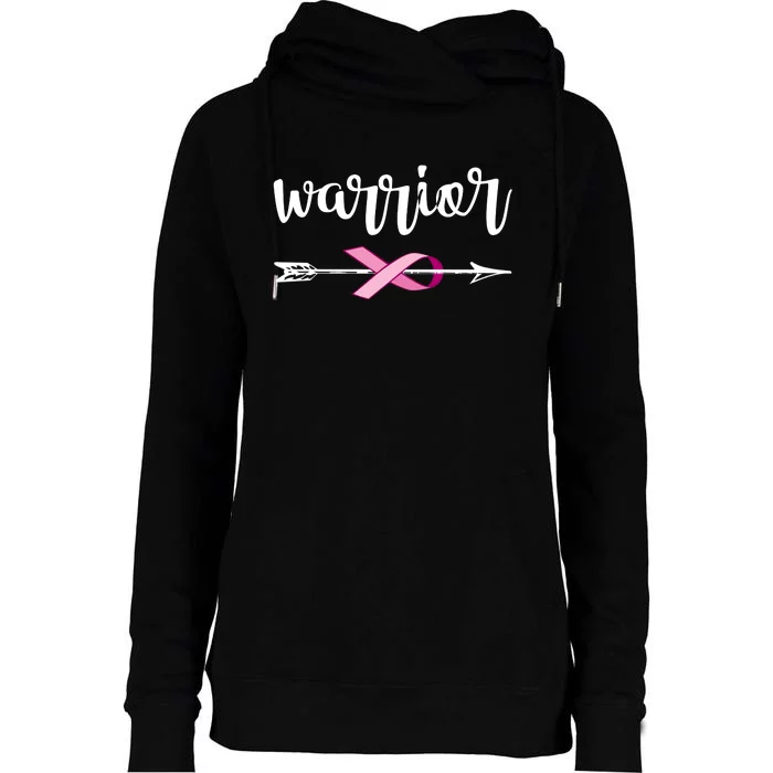 Warrior Ribbon Breast Cancer Awareness Womens Funnel Neck Pullover Hood