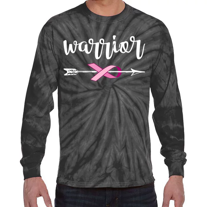 Warrior Ribbon Breast Cancer Awareness Tie-Dye Long Sleeve Shirt