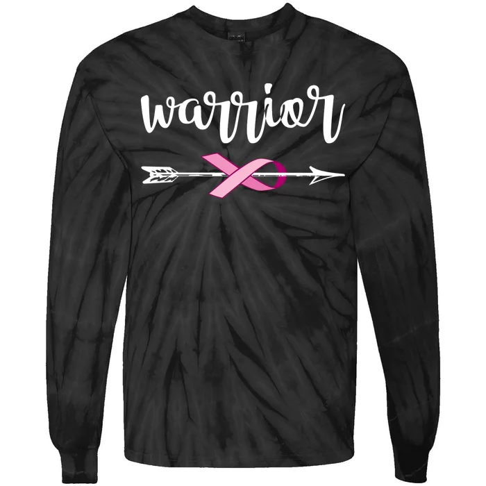 Warrior Ribbon Breast Cancer Awareness Tie-Dye Long Sleeve Shirt