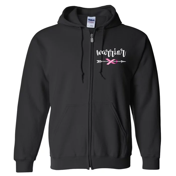 Warrior Ribbon Breast Cancer Awareness Full Zip Hoodie