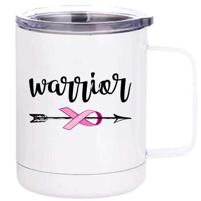 Warrior Ribbon Breast Cancer Awareness Front & Back 12oz Stainless Steel Tumbler Cup