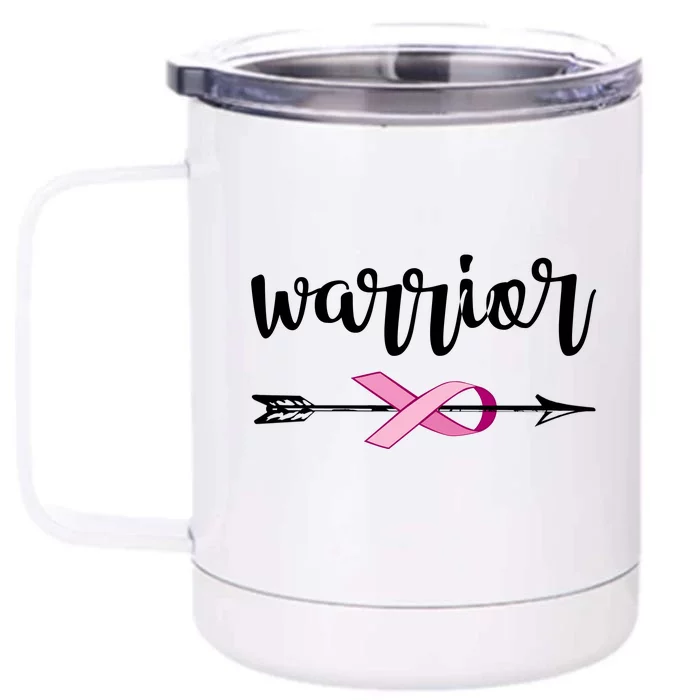 Warrior Ribbon Breast Cancer Awareness Front & Back 12oz Stainless Steel Tumbler Cup