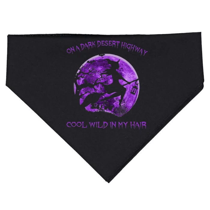 Witch Riding Brooms On A Dark Desert Highways Halloween USA-Made Doggie Bandana