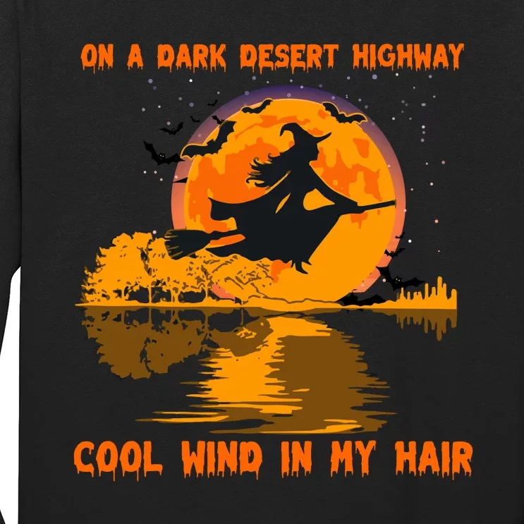 Witch Riding Brooms On A Dark Desert Highways Halloween Long Sleeve Shirt