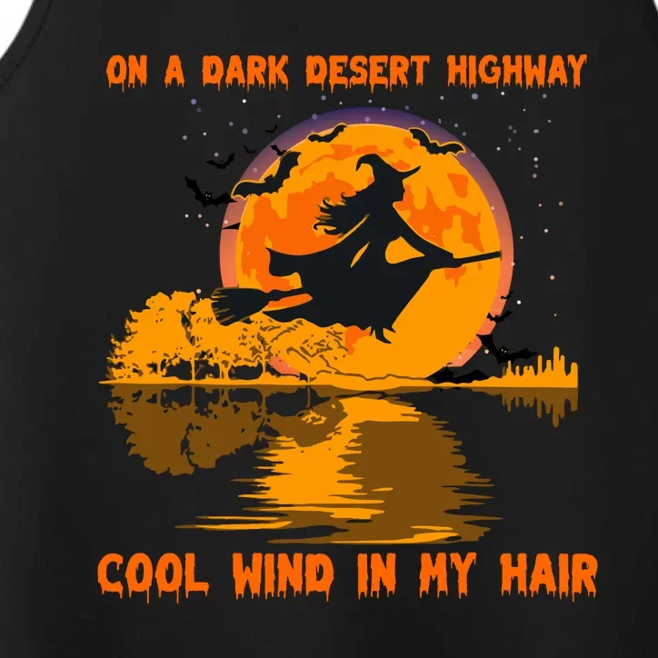 Witch Riding Brooms On A Dark Desert Highways Halloween Performance Tank