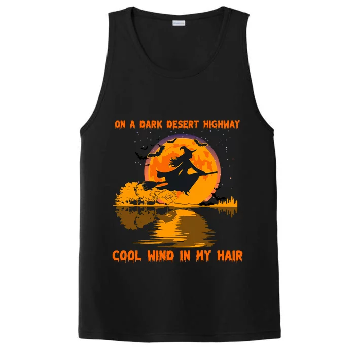 Witch Riding Brooms On A Dark Desert Highways Halloween Performance Tank