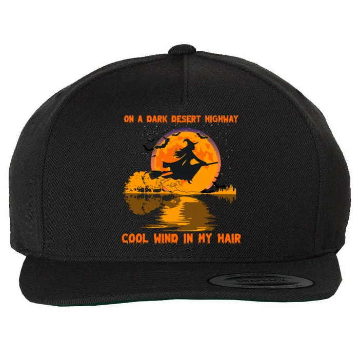 Witch Riding Brooms On A Dark Desert Highways Halloween Wool Snapback Cap