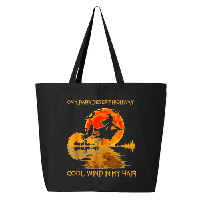 Witch Riding Brooms On A Dark Desert Highways Cat Halloween 25L Jumbo Tote