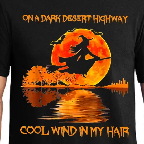 Witch Riding Brooms On A Dark Desert Highways Halloween Pajama Set