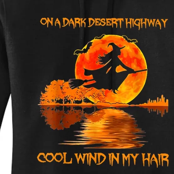 Witch Riding Brooms On A Dark Desert Highways Halloween Women's Pullover Hoodie