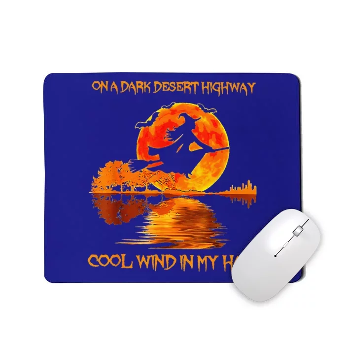 Witch Riding Brooms On A Dark Desert Highways Halloween Mousepad