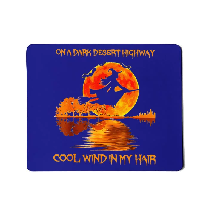 Witch Riding Brooms On A Dark Desert Highways Halloween Mousepad